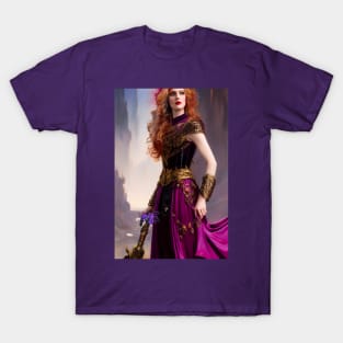 Futuristic Empress In Purple T-Shirt